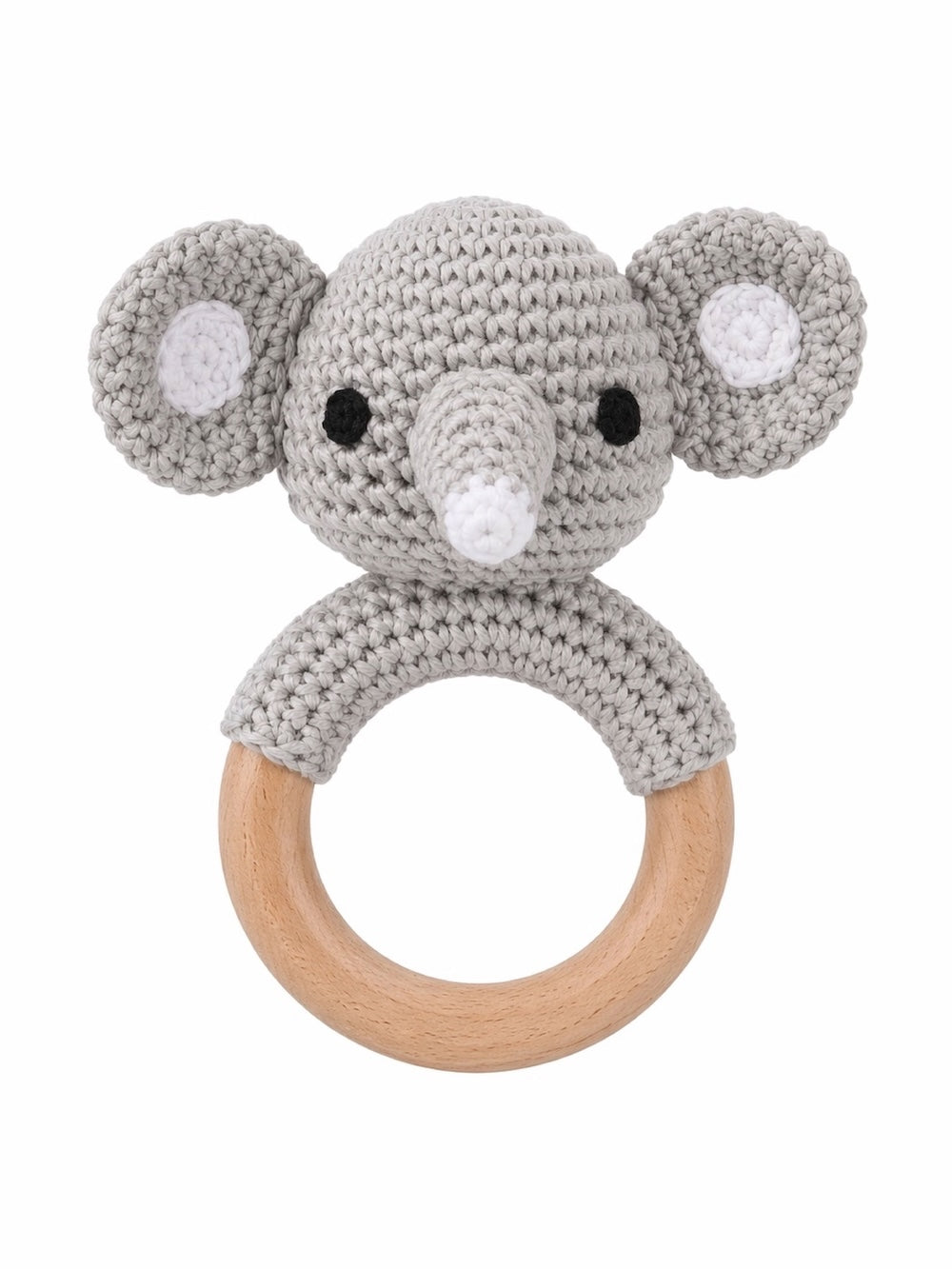 Crochet Teether/Rattle Elefant