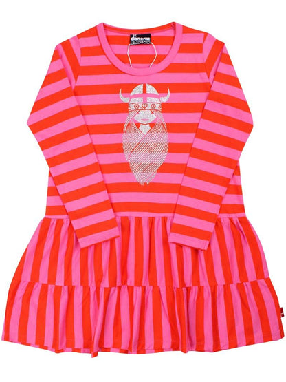 Danebasic Miva Dress Bright Red/Super Pink FREJA GLITTER
