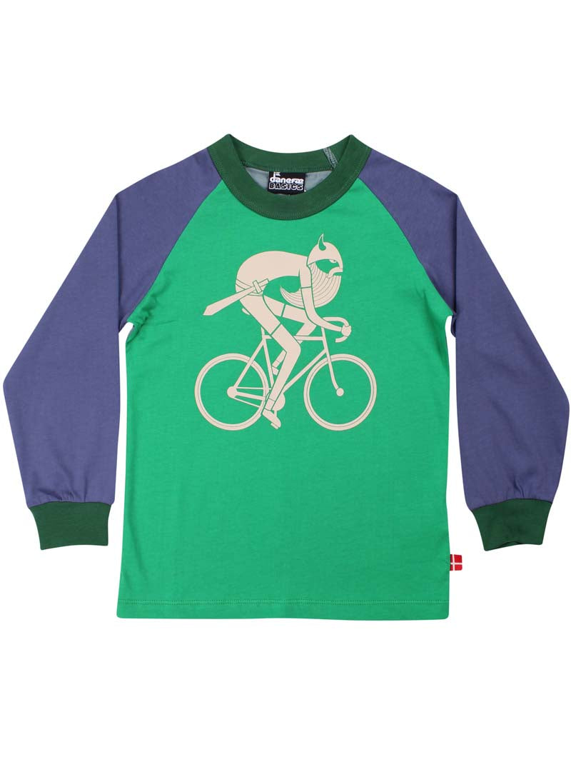 Bluse til børn med viking på cykel 
