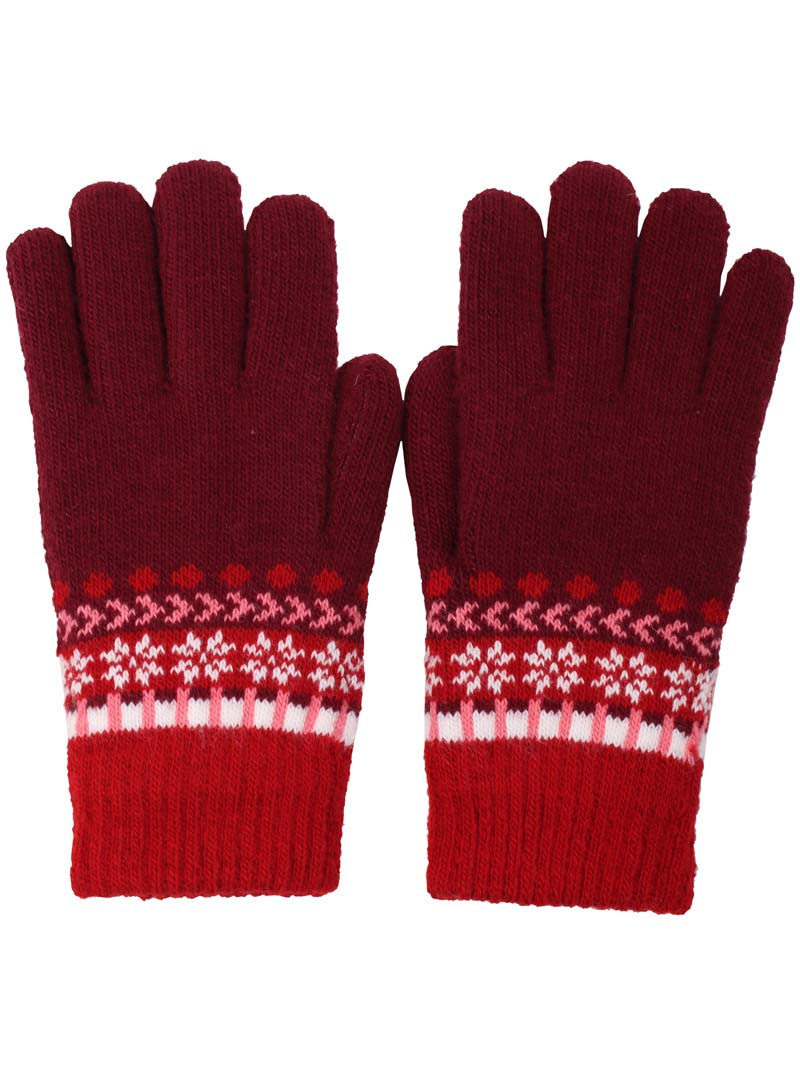 Danechestnut Gloves Dk Bordeaux JAQUARD