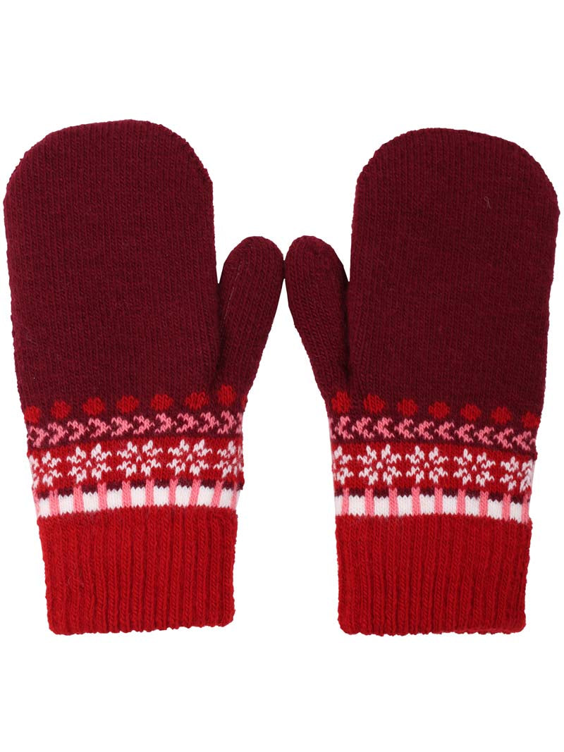 Danewalnut Mittens Dk Bordeaux JAQUARD