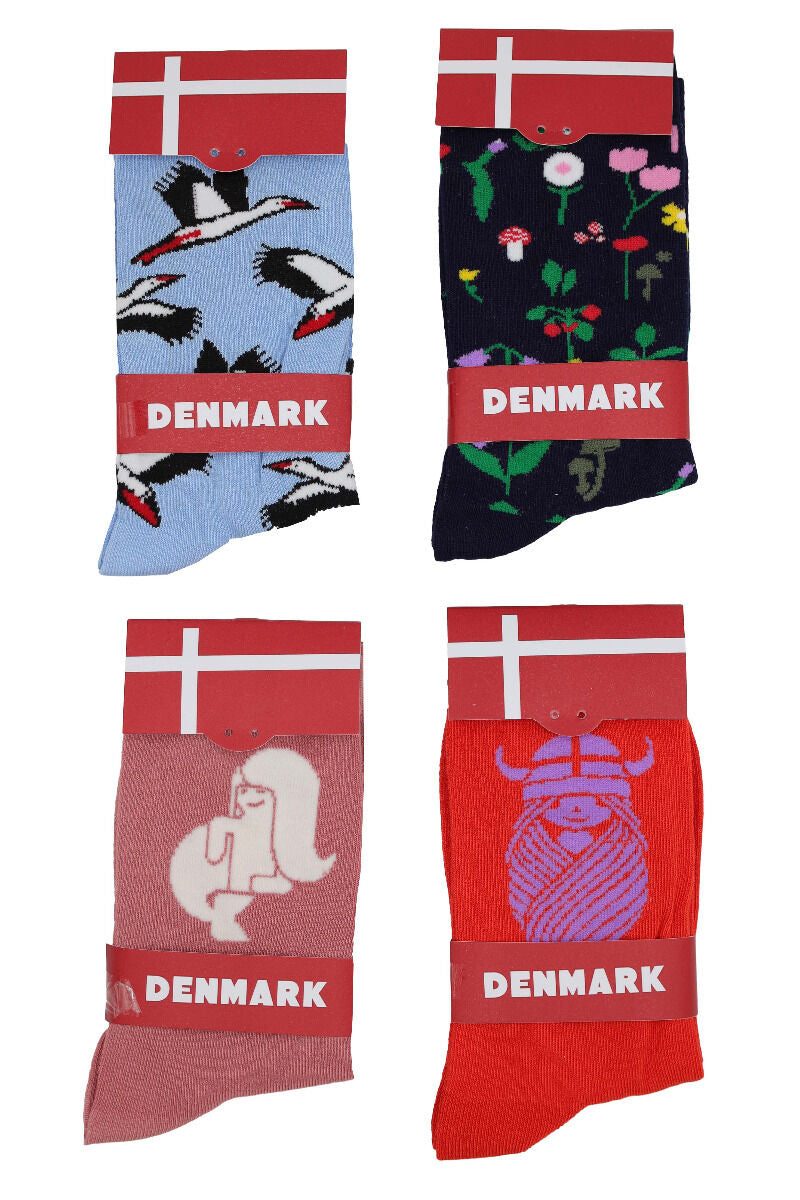 Danedanmark Ladies Socks Navy BOTANICAL