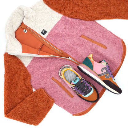 Danebirk Fleece Zip-Up Rust/Lt Beige/Old Rose