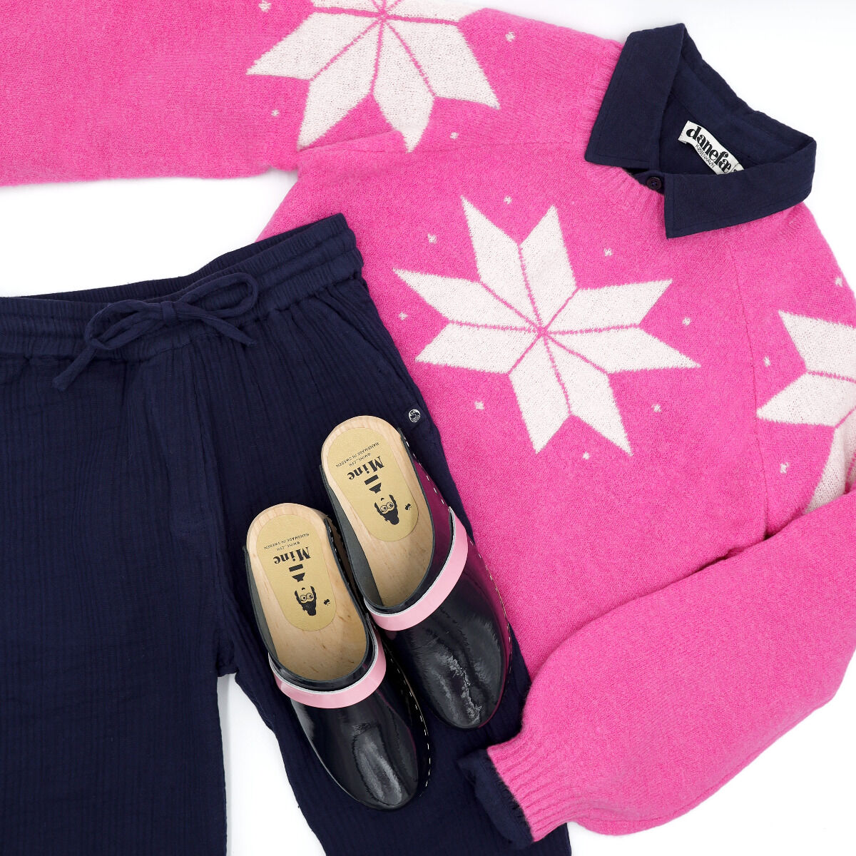 Danefantastic Flakes Light Wool Sweater Neon Pink/Rose Beige