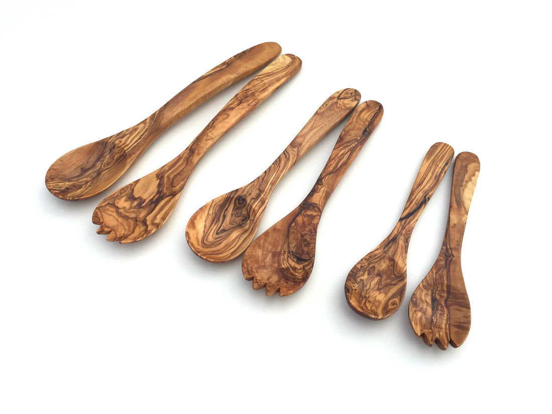 Medina Mood Set of 2 Kiev salad servers made of olive wood: 25cm