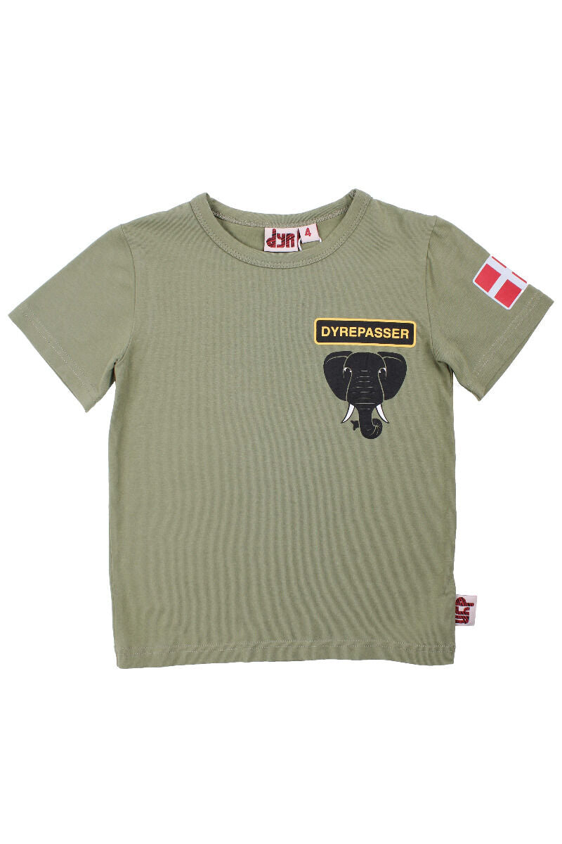 Sød dyrepasser t-shirt til børn med print af elefant