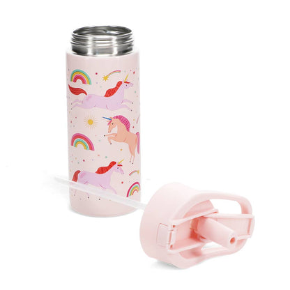 Rex Stainless steel bottle w. push button lid 500ml Unicorn