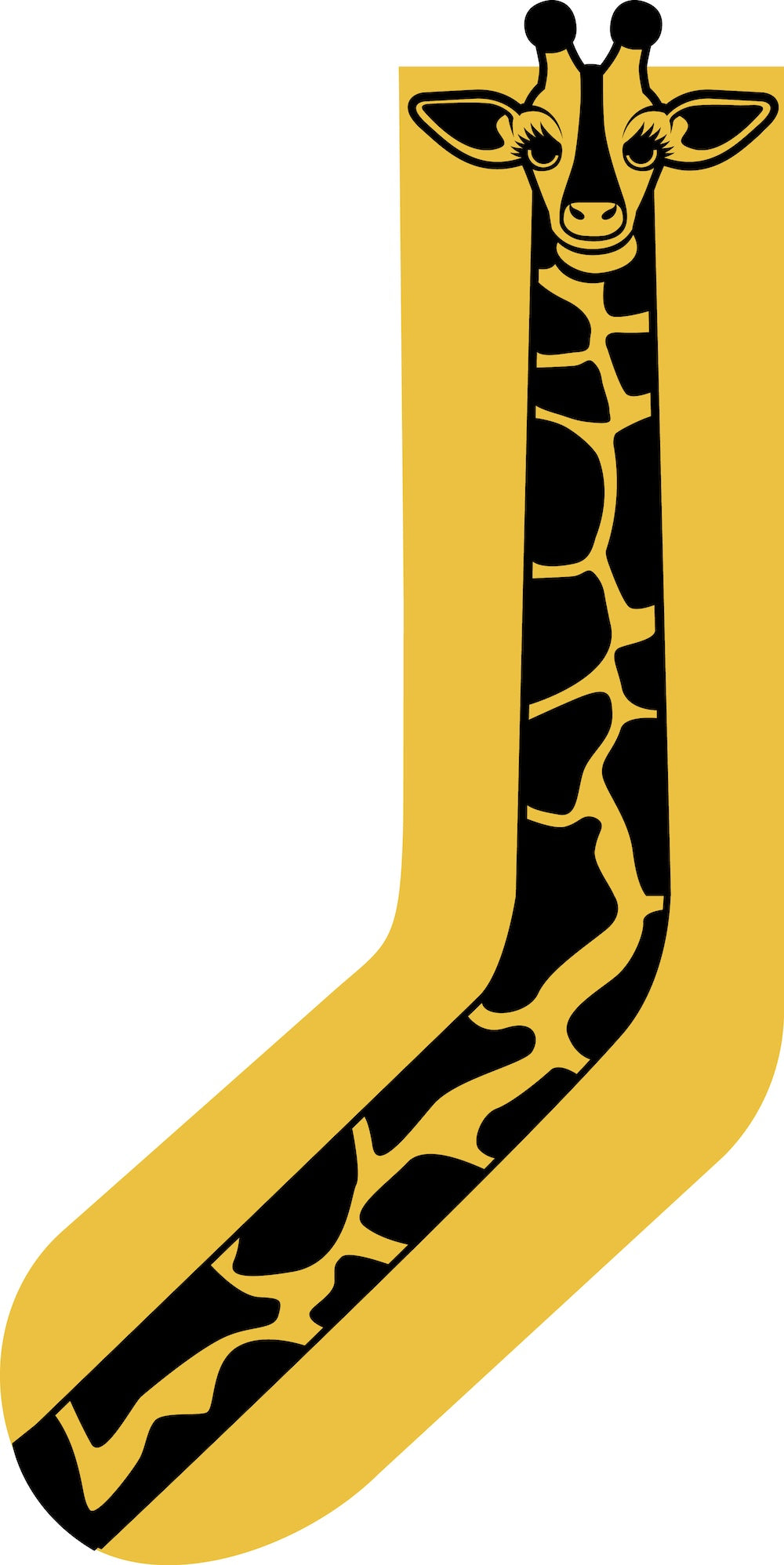 Søde sokker til børn i gul med print af giraf på siden