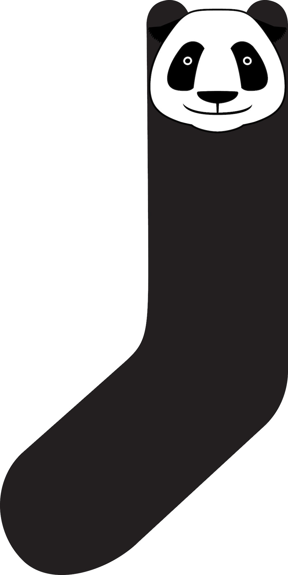 Søde sorte sokker til børn med print af panda på siden