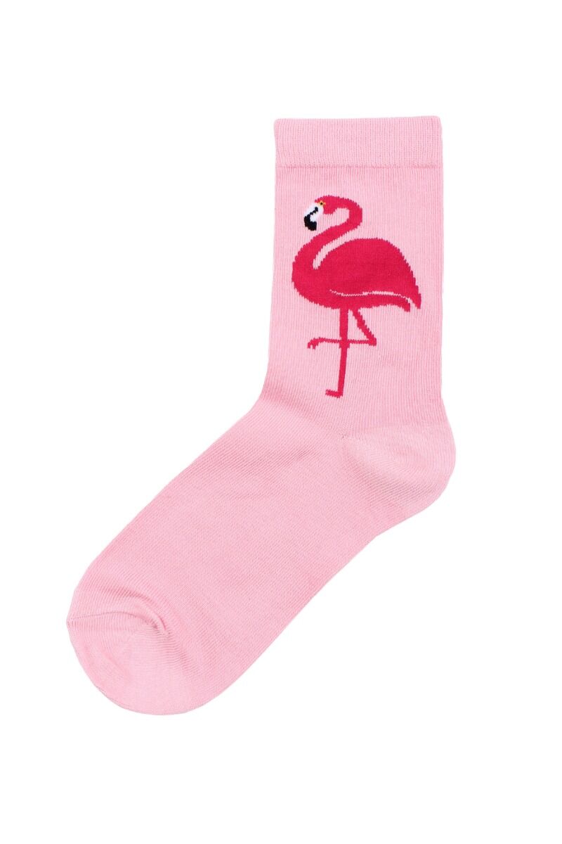 Søde lyserøde strømper til børn med print af flamingo