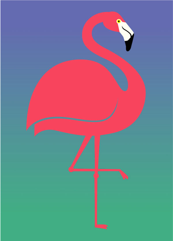 Sødt postkort med motiv af flamingo