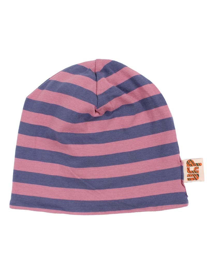 Dyrloeve Beanie Old Rose FLAMINGO/STRIPE Reversible