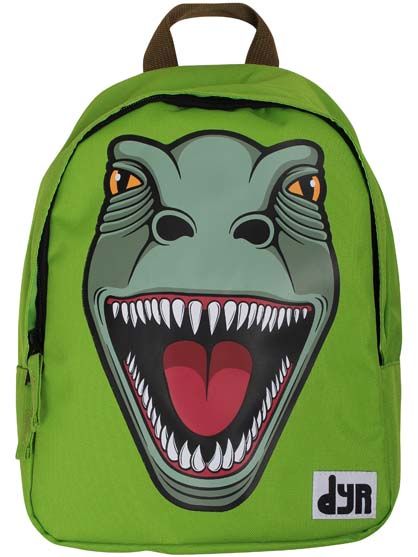 Fin grøn rygsæk til børn med print af t-rex dinosaur