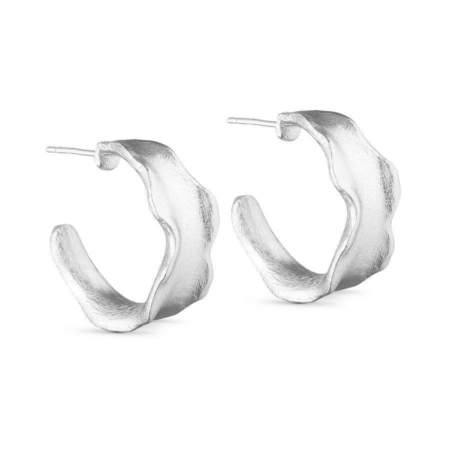 Wide Hoop Earrings Silver