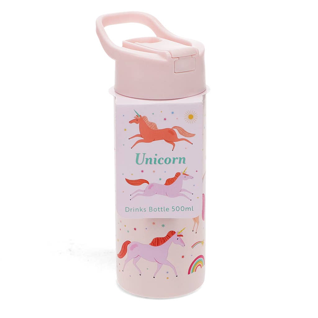 Rex Stainless steel bottle w. push button lid 500ml Unicorn