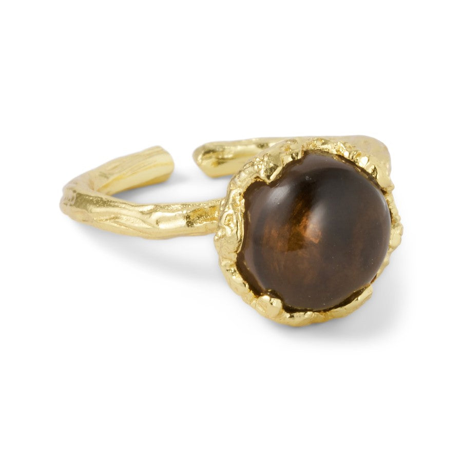 Foil Ring w. Gemstone Smoky Quartz