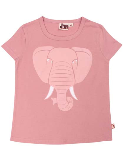 Kortærmet lyserød t-shirt til børn med print af elefant