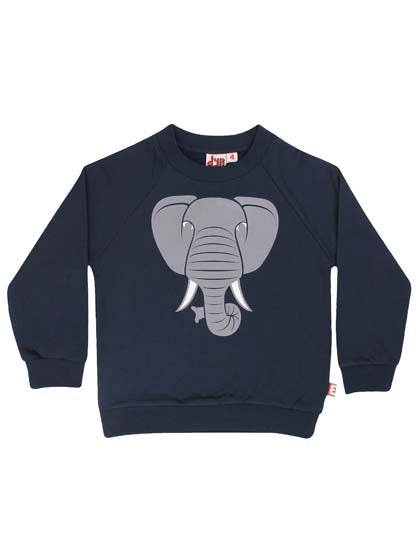 Sød navyblå sweatshirt til børn med print af elefant