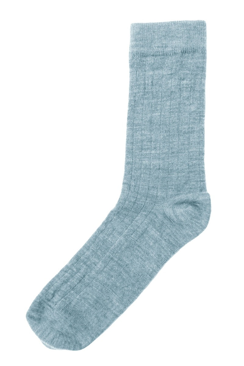 JOHA Wool Socks Thin Rib Blue