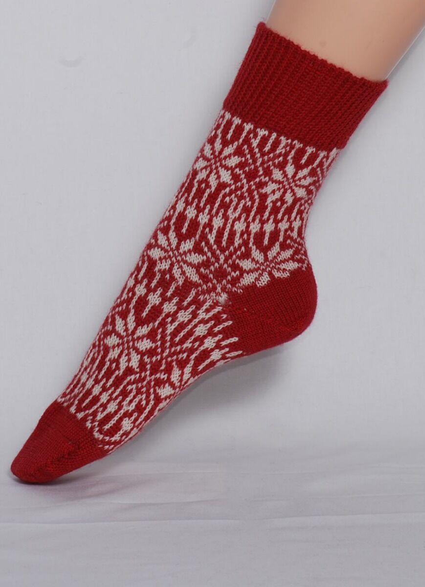 Hirsch Natur Wool Socks Red/White