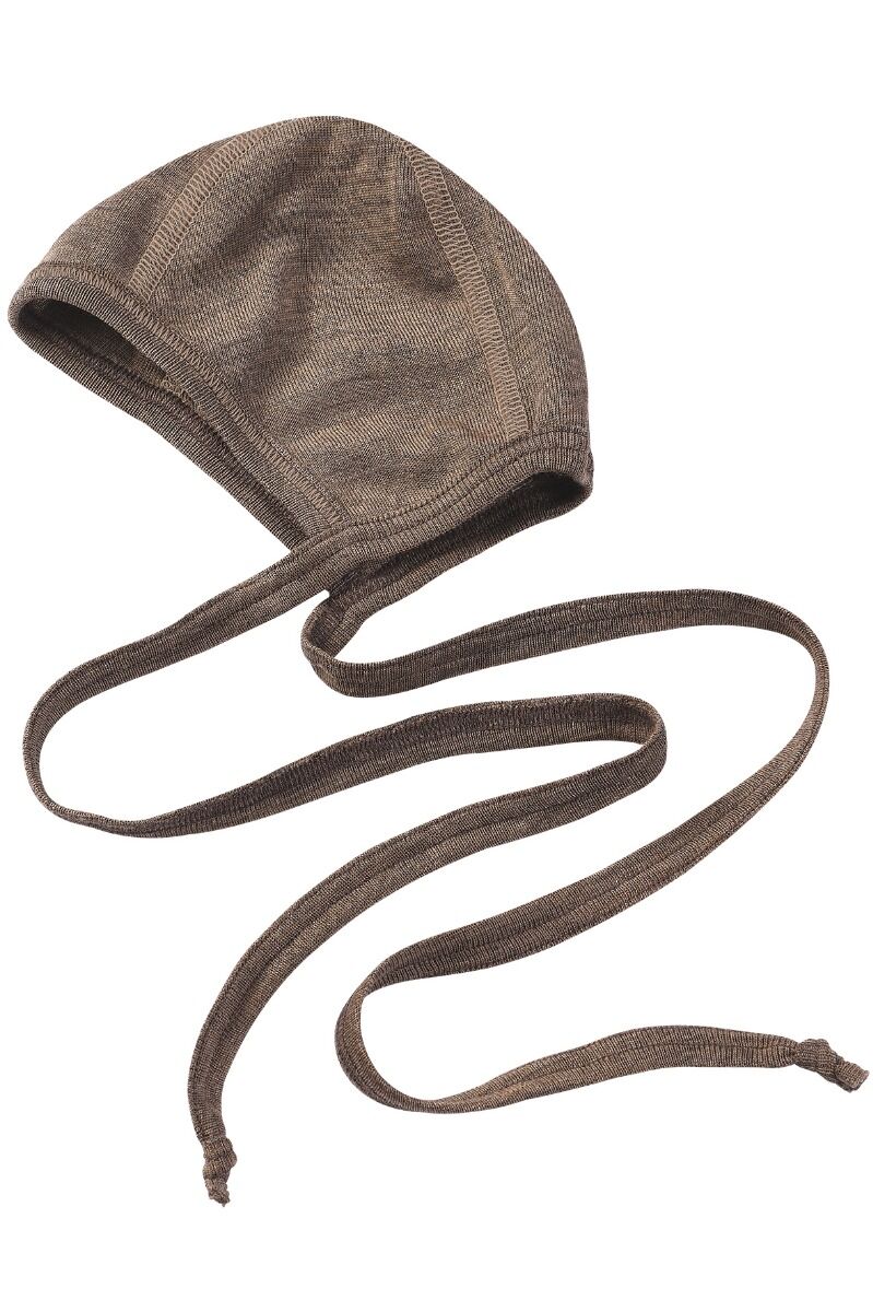 Engel Wool Natur Baby Bonnet GOTS Walnut