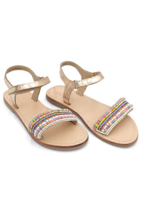 Danesun Leather Sandals Gold PEARLS - Note no pearl guarantee