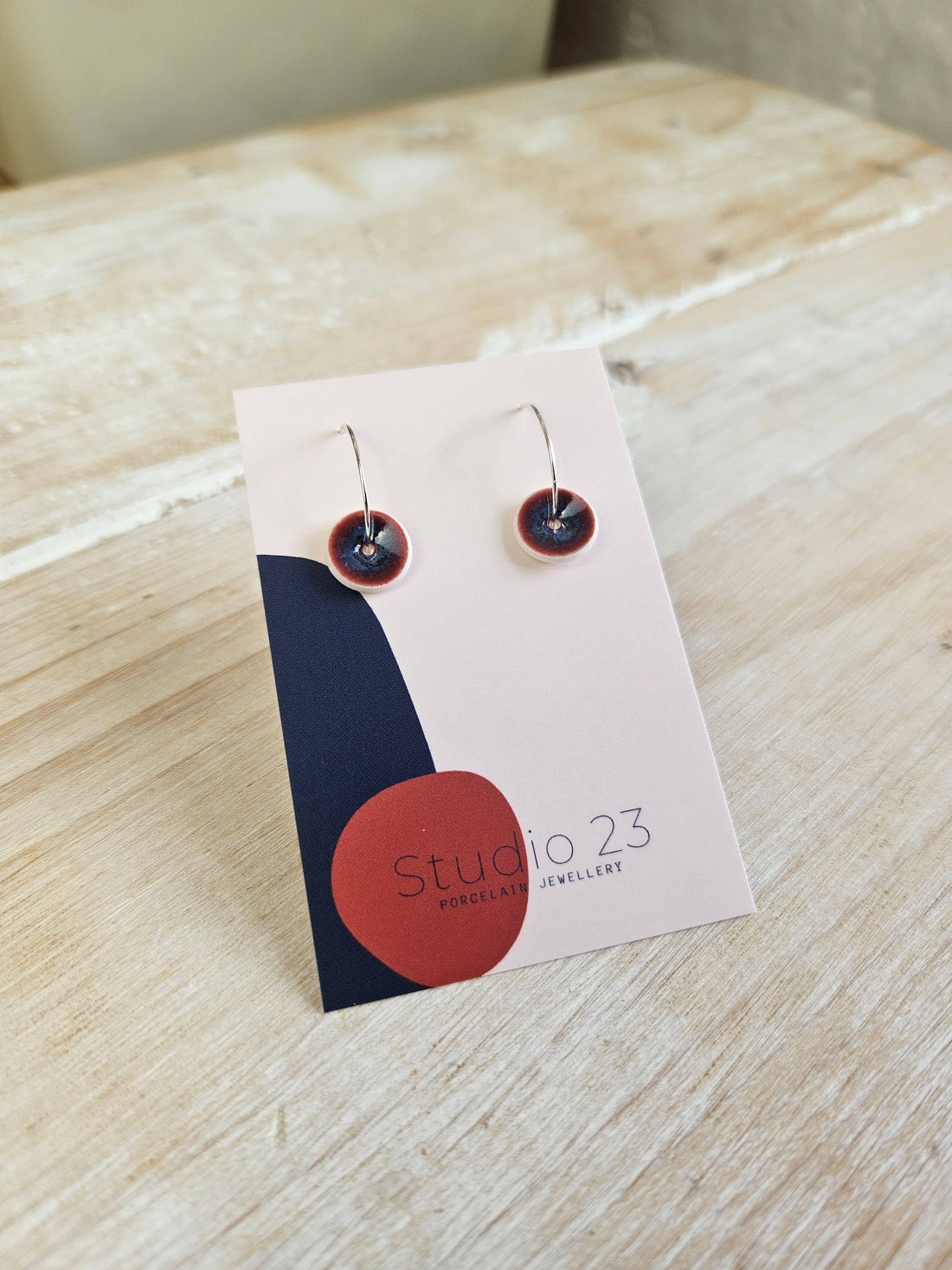 Curved Drop Earring Pair Burgundy/Navy