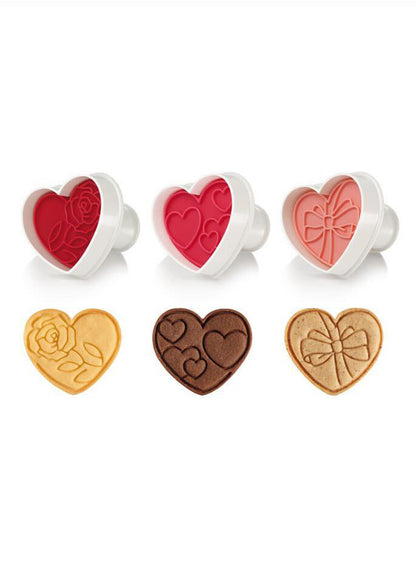 Tescoma Cookie Cutter with Stamp 3 PCS Hearts