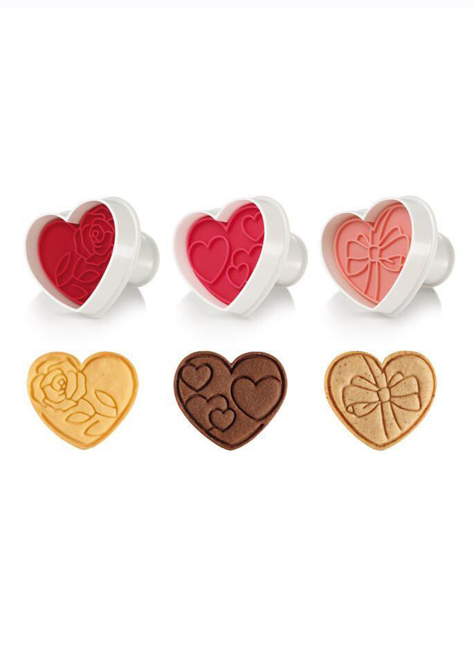 Tescoma Cookie Cutter with Stamp 3 PCS Hearts