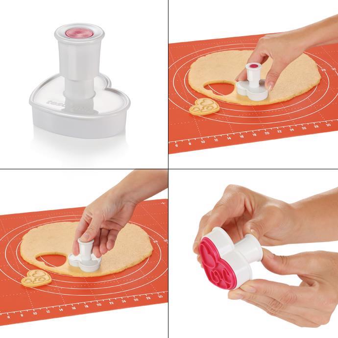 Tescoma Cookie Cutter with Stamp 3 PCS Hearts