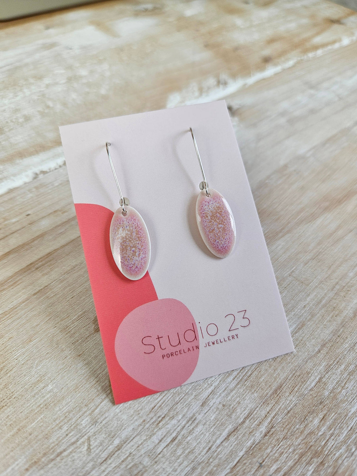 Drop Oval Earring Pair: Frost Blue