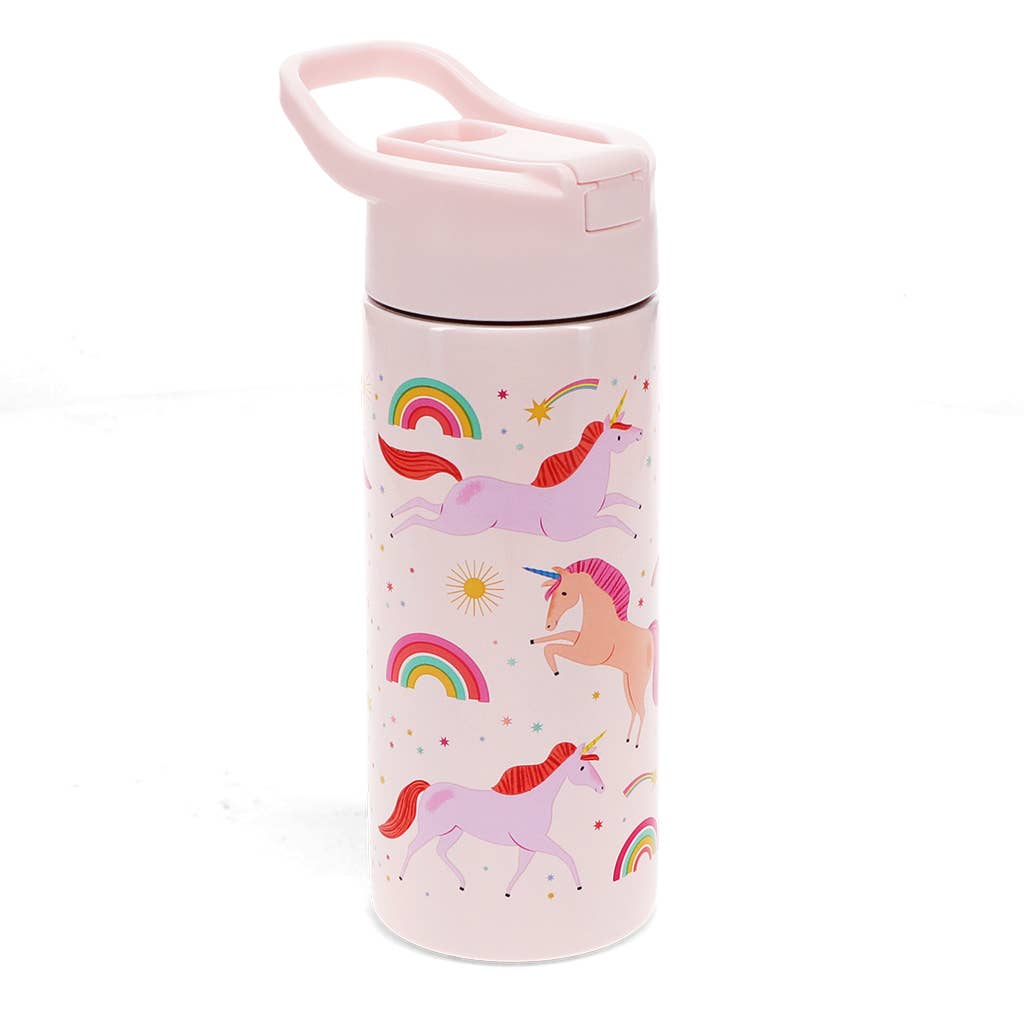 Rex Stainless steel bottle w. push button lid 500ml Unicorn