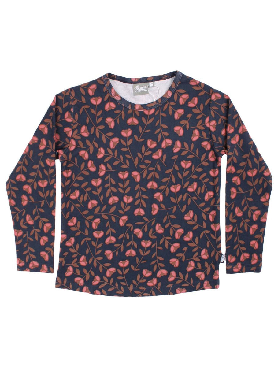 ORGANIC - Danemist Blouse Dk Navy/Brown Beige FLEURIE
