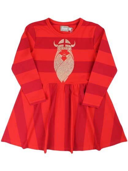 ORGANIC - Danemerete Dress Xmas Red/Burnt Red FREJA