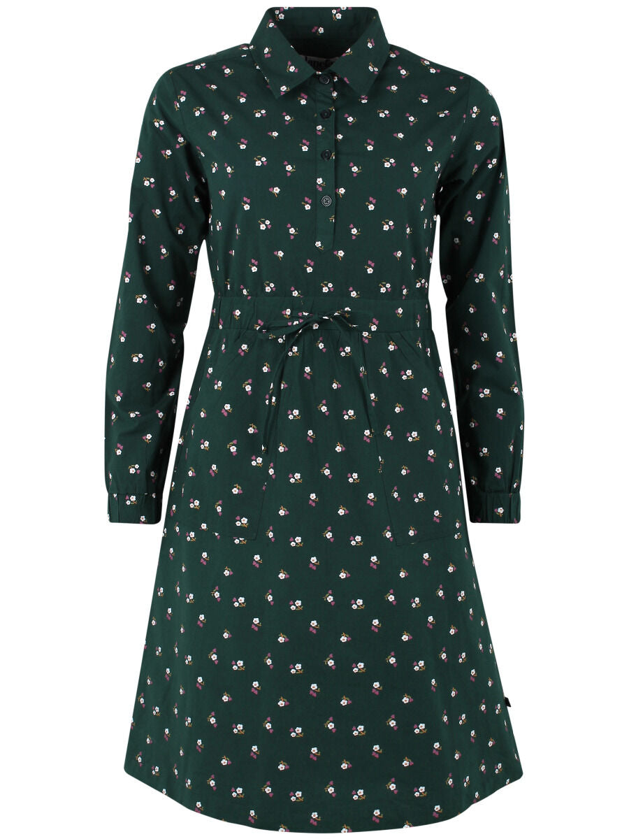 Daneditte Poplin Dress Deep Forest MINIFLOWER
