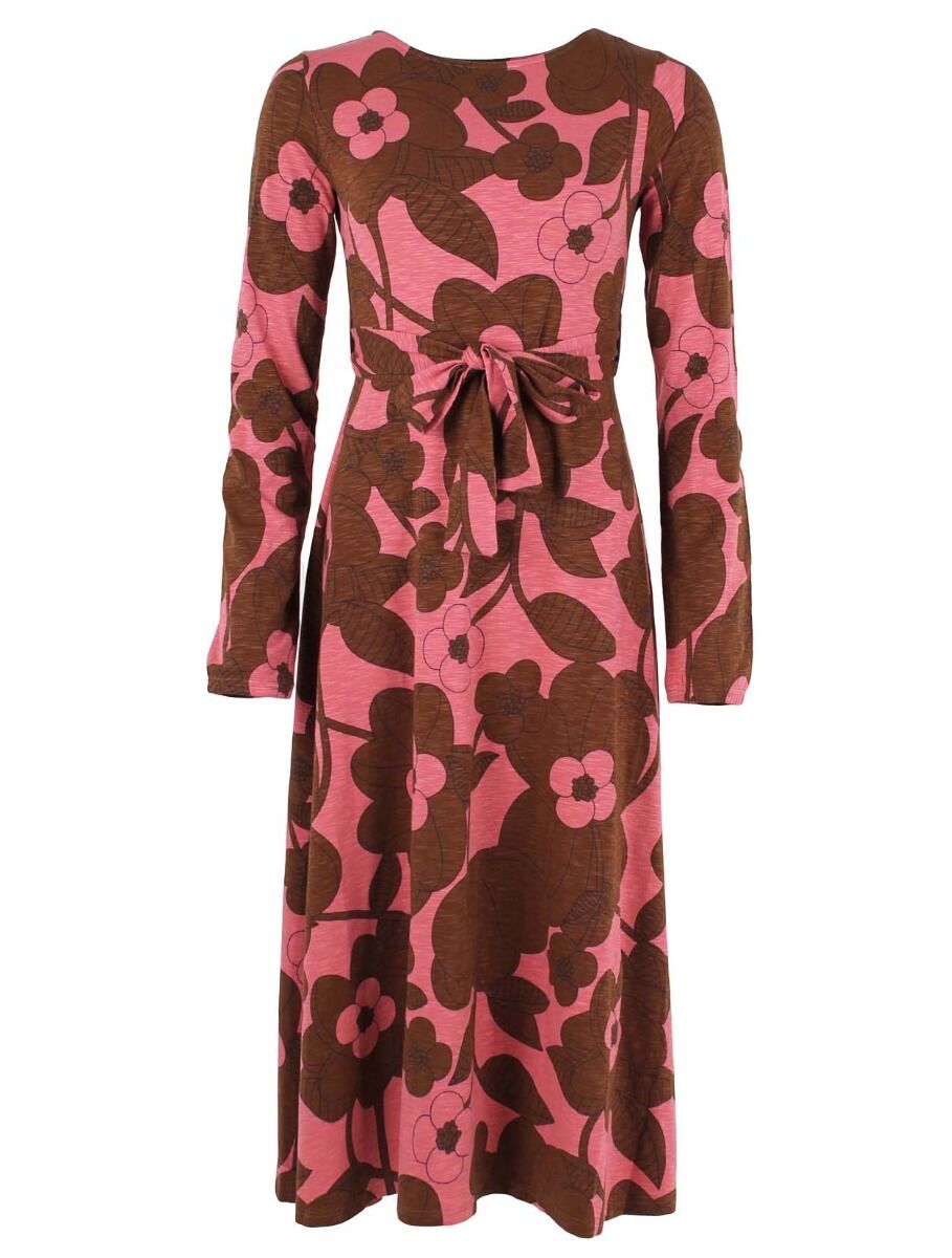 ORGANIC - Daneflora Dress LS Dk Navy/Brown Beige BLOOM BOOM