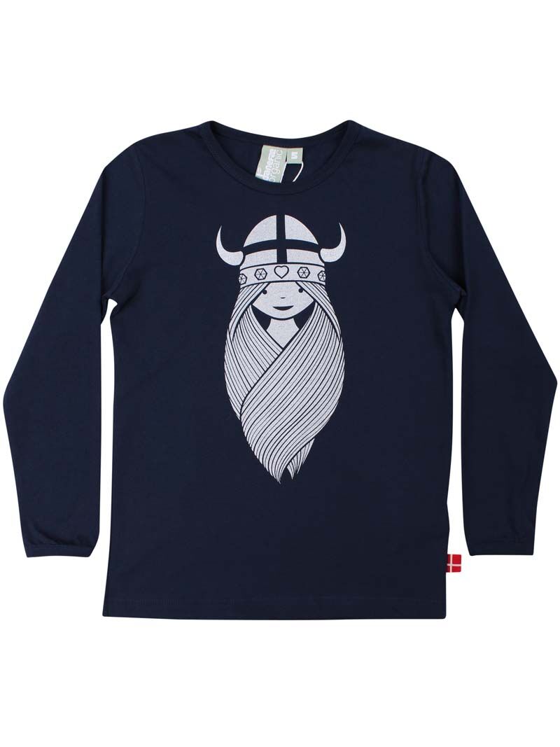 Mørkeblå trøje til børn med vikingen Freja