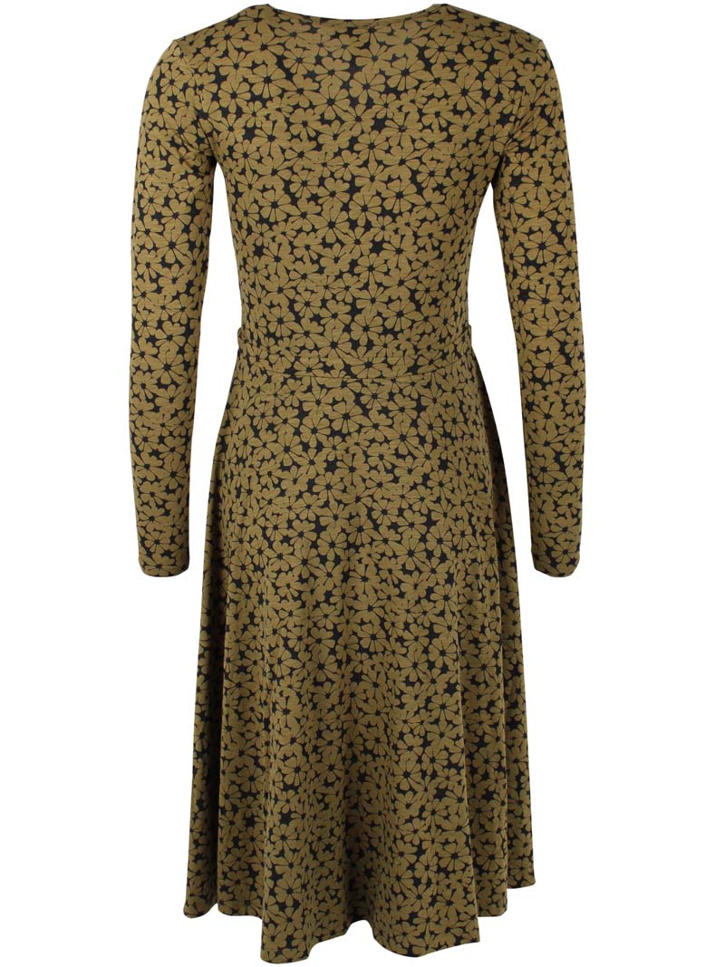 ORGANIC - Danandreasen Viscose Slub Dress Olive FLOWERY