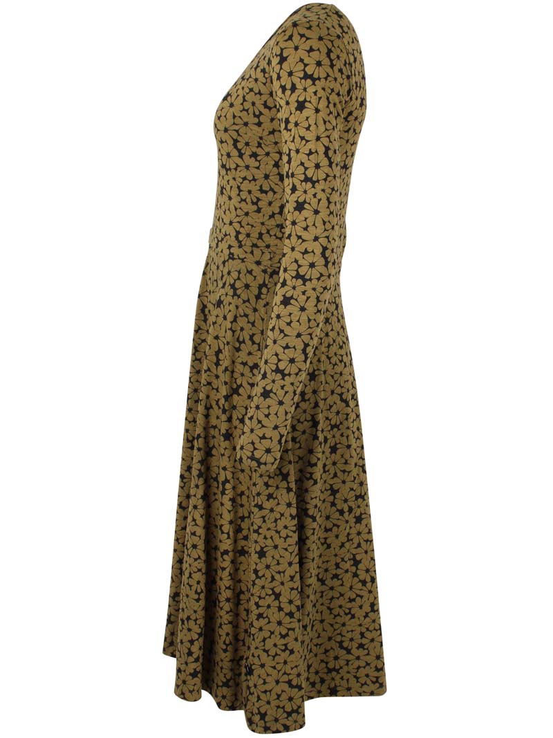 ORGANIC - Danandreasen Viscose Slub Dress Olive FLOWERY