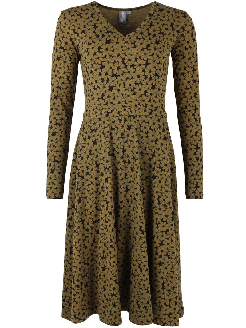 ORGANIC - Danandreasen Viscose Slub Dress Olive FLOWERY