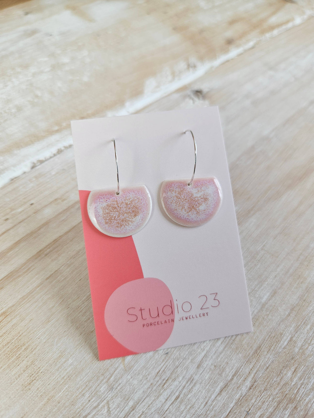 Semi-Circle Drop Earring Pair Blush Pink