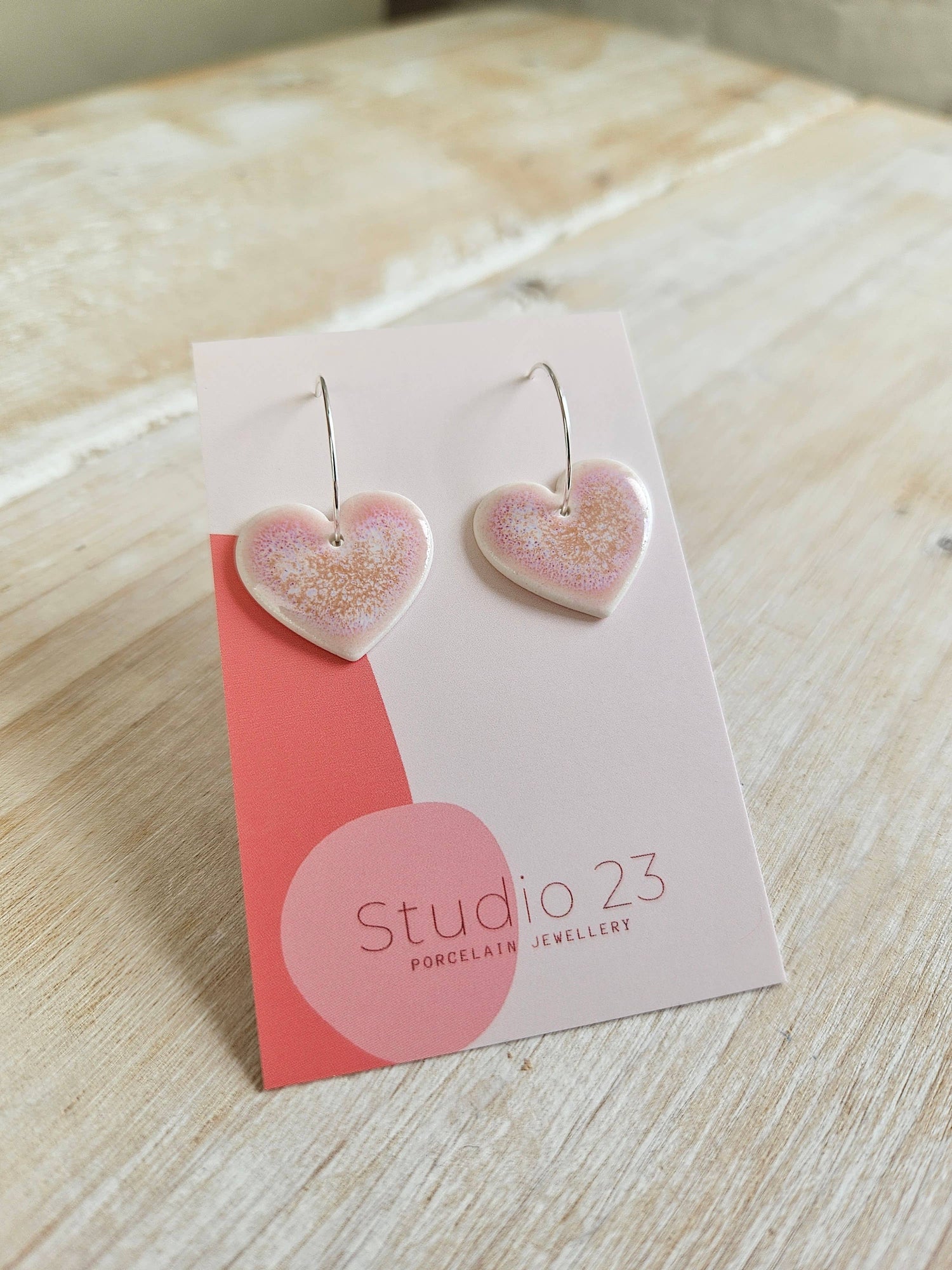 Heart Drop Earring Pair Blush Pink