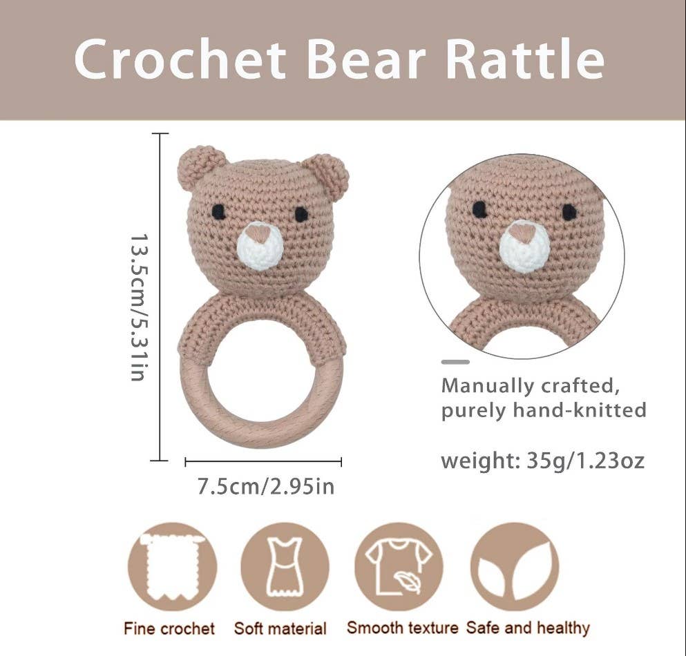 Crochet Teether/Rattle Bear