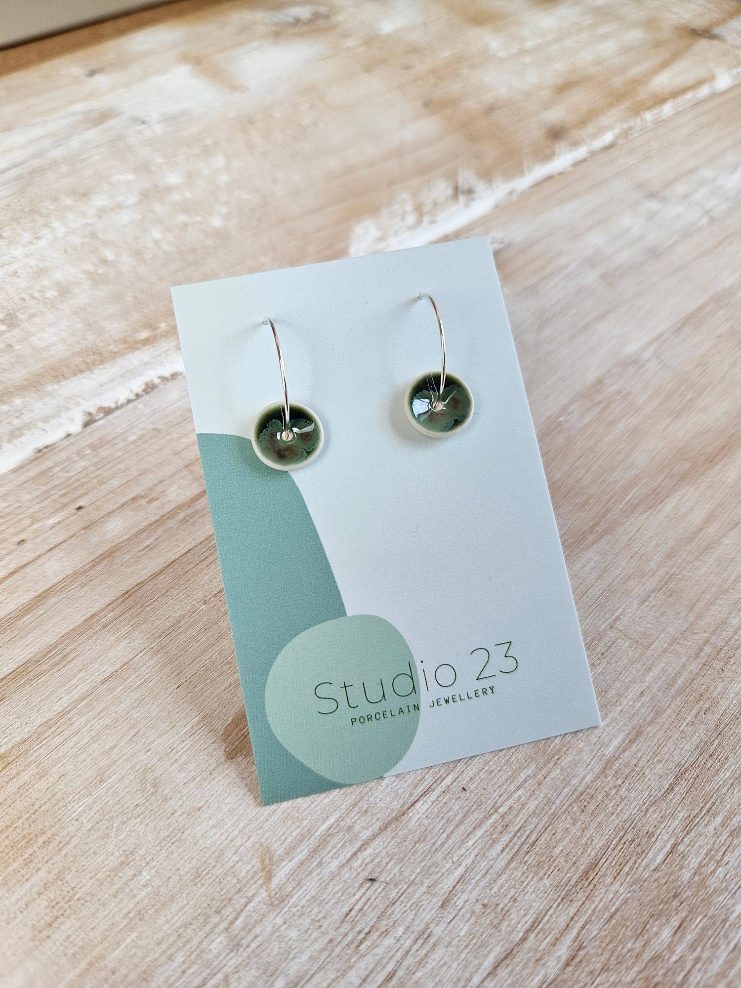 Curved Drop Earring Pair Olive