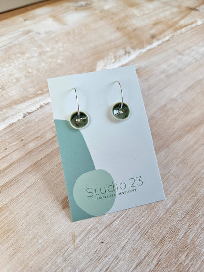 Curved Drop Earring Pair Olive