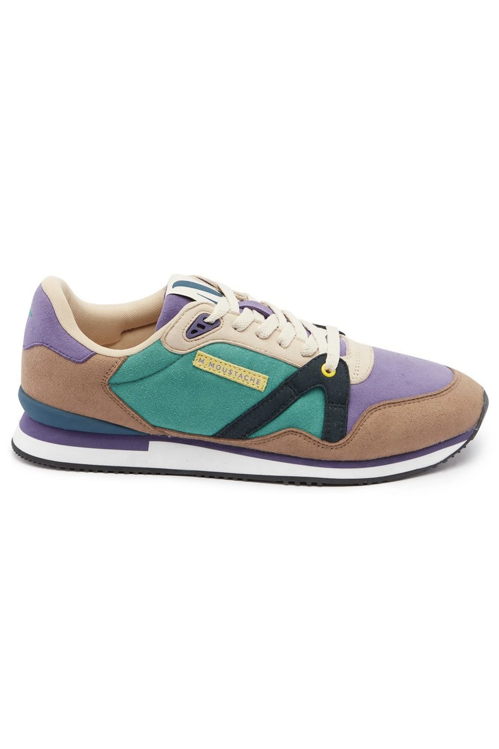 M.MOUSTACHE André Running Sneakers Suede Taupe Violet Petrole