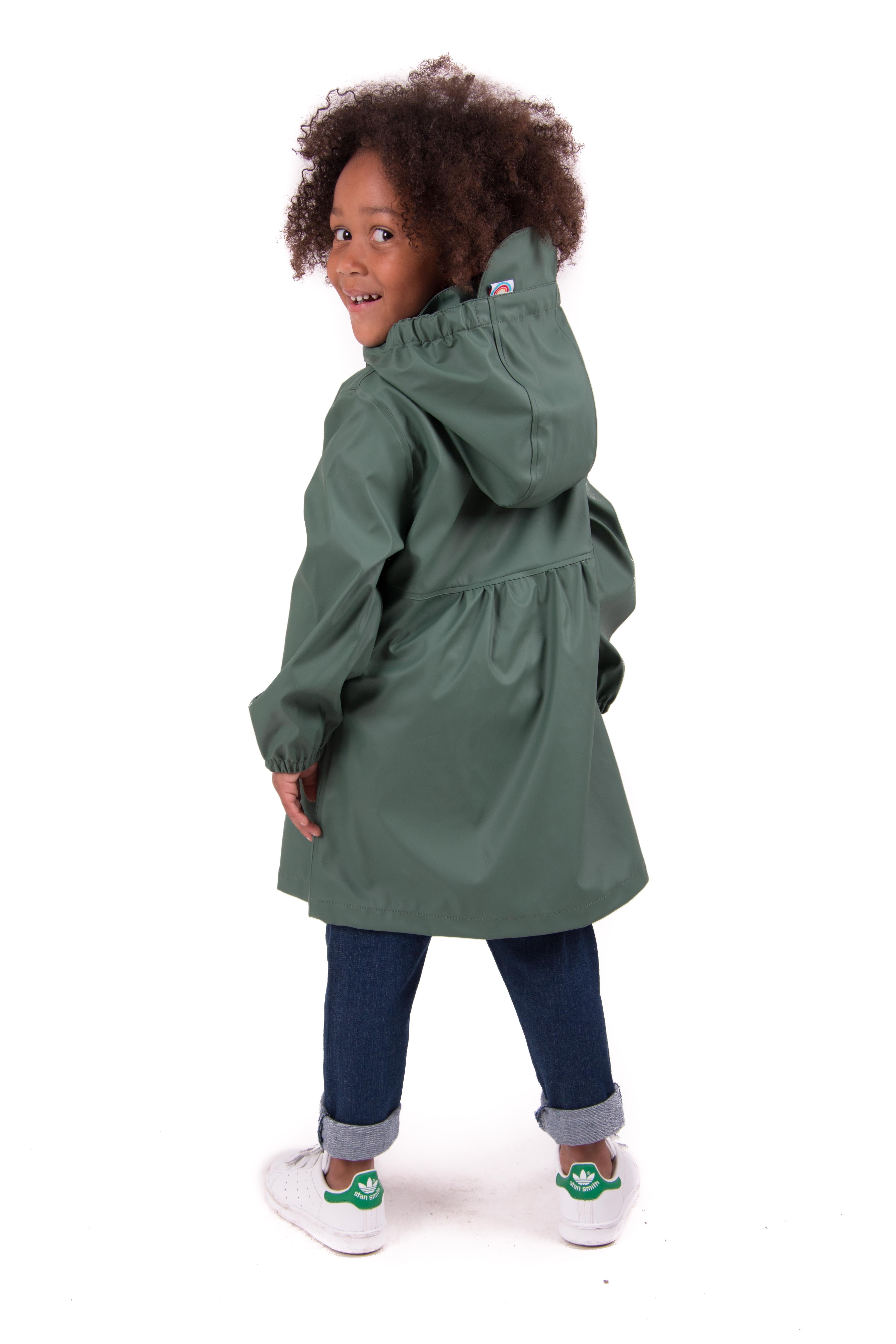 Grøn Regnfrakke til børn 