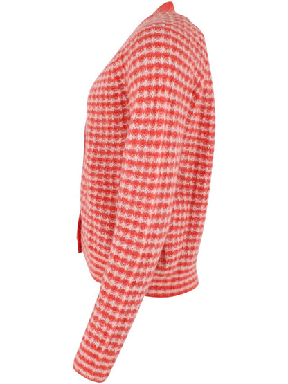 Danadorable Alpaca Cardigan Bright Red/Powder 