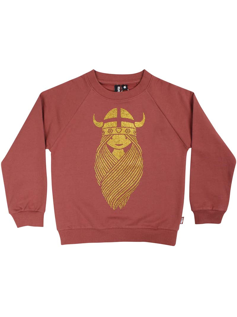 Sweater til børn med glitter og vikingen Freja
