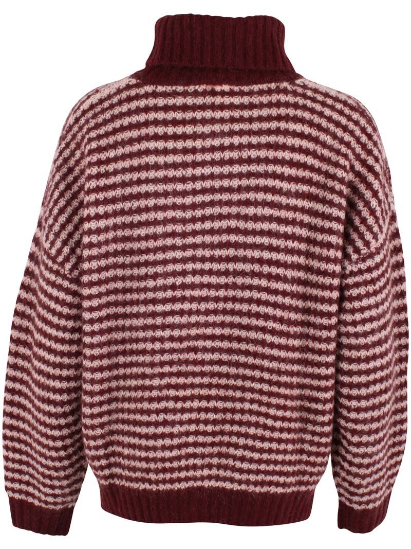 Danecaring Alpaca Rollneck Sweater Dk Merlot/Powder 